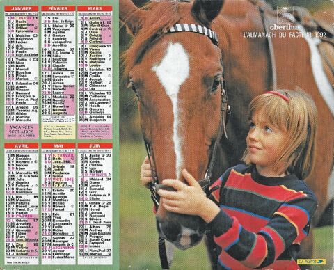 Calendrier de La Poste 1992 3 Castelnau-sur-Gupie (47)