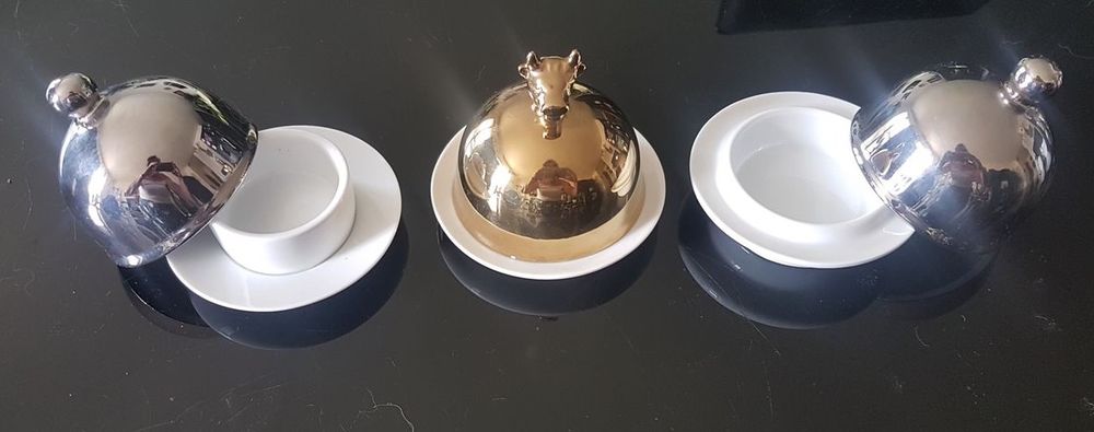 Beurrier individuel avec cloche, lot de 3 Décoration