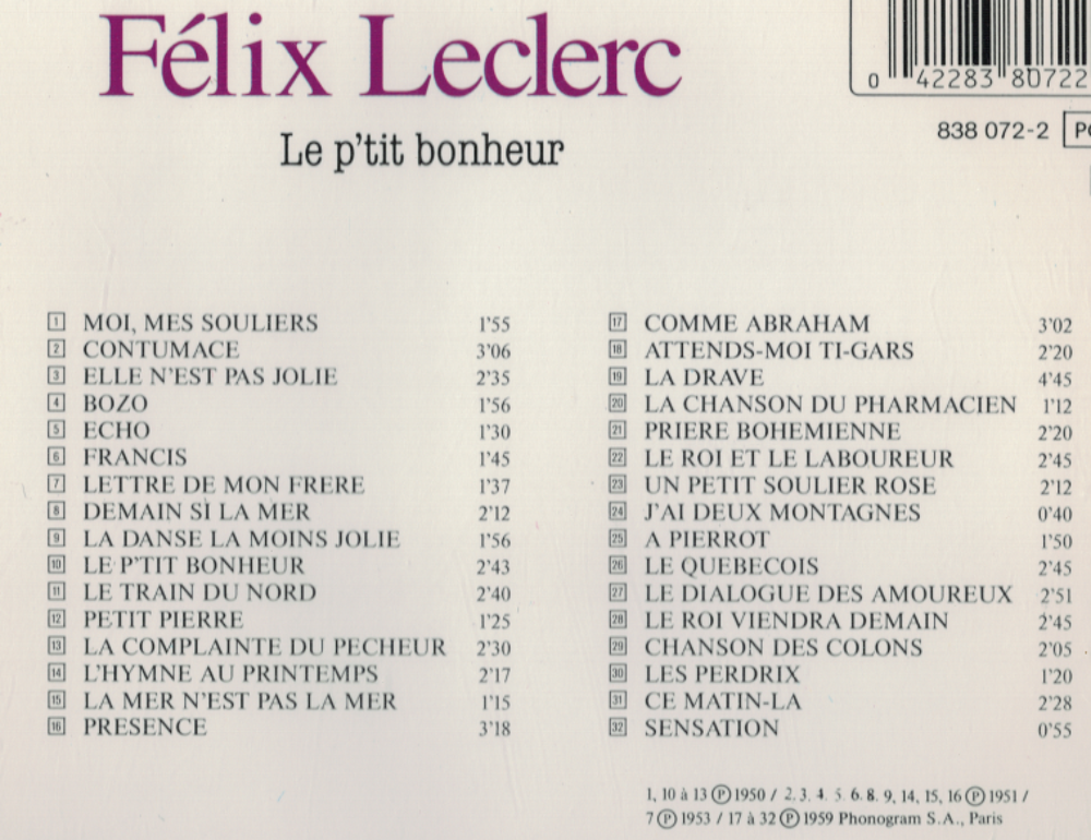 Brooke fraser. FELIX LECLERC CD et vinyles