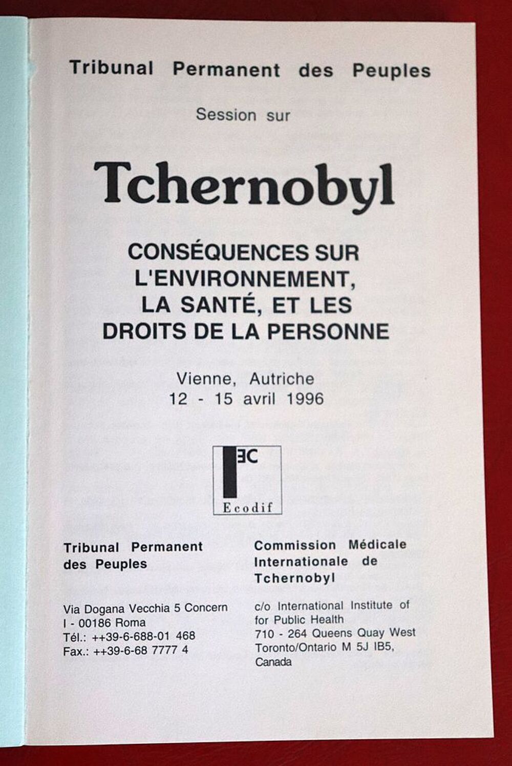 TCHERNOBYL > Tribunal des Peuples Livres et BD