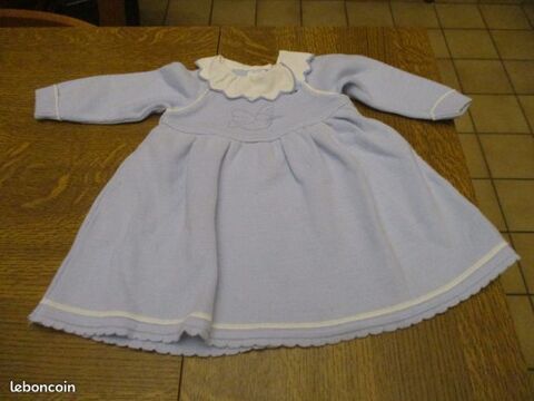 Robe bleu ciel avec petit oiseau et col blanc 6 mois 0 Mérignies (59)