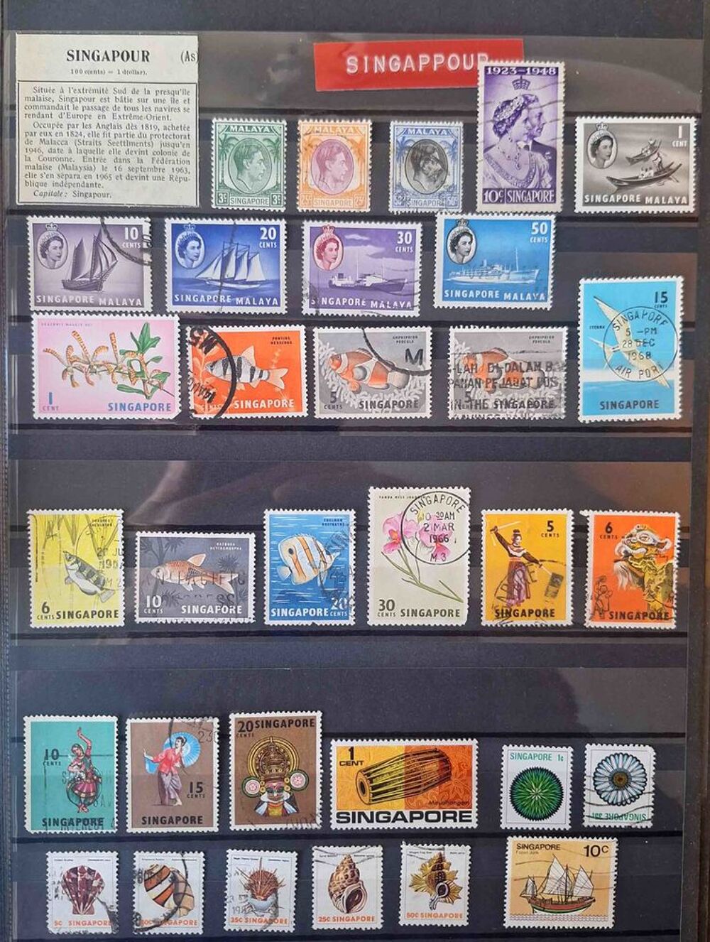 S&eacute;rie de timbres de collection de Singapour 