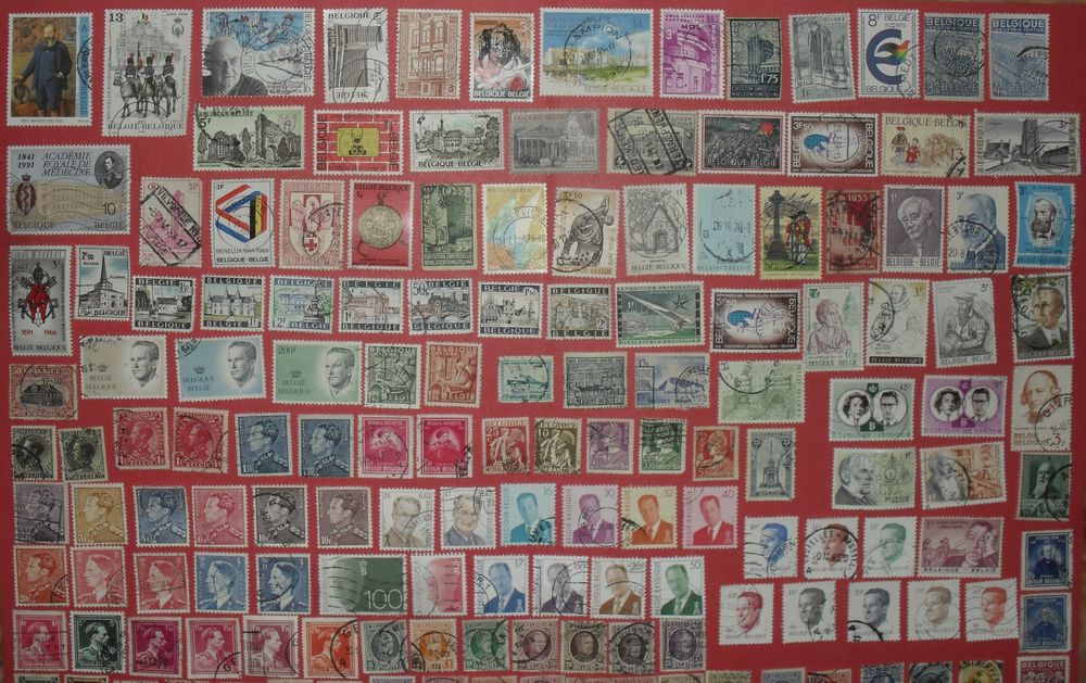 Lot de 268 timbres oblit&eacute;r&eacute;s de Belgique. 