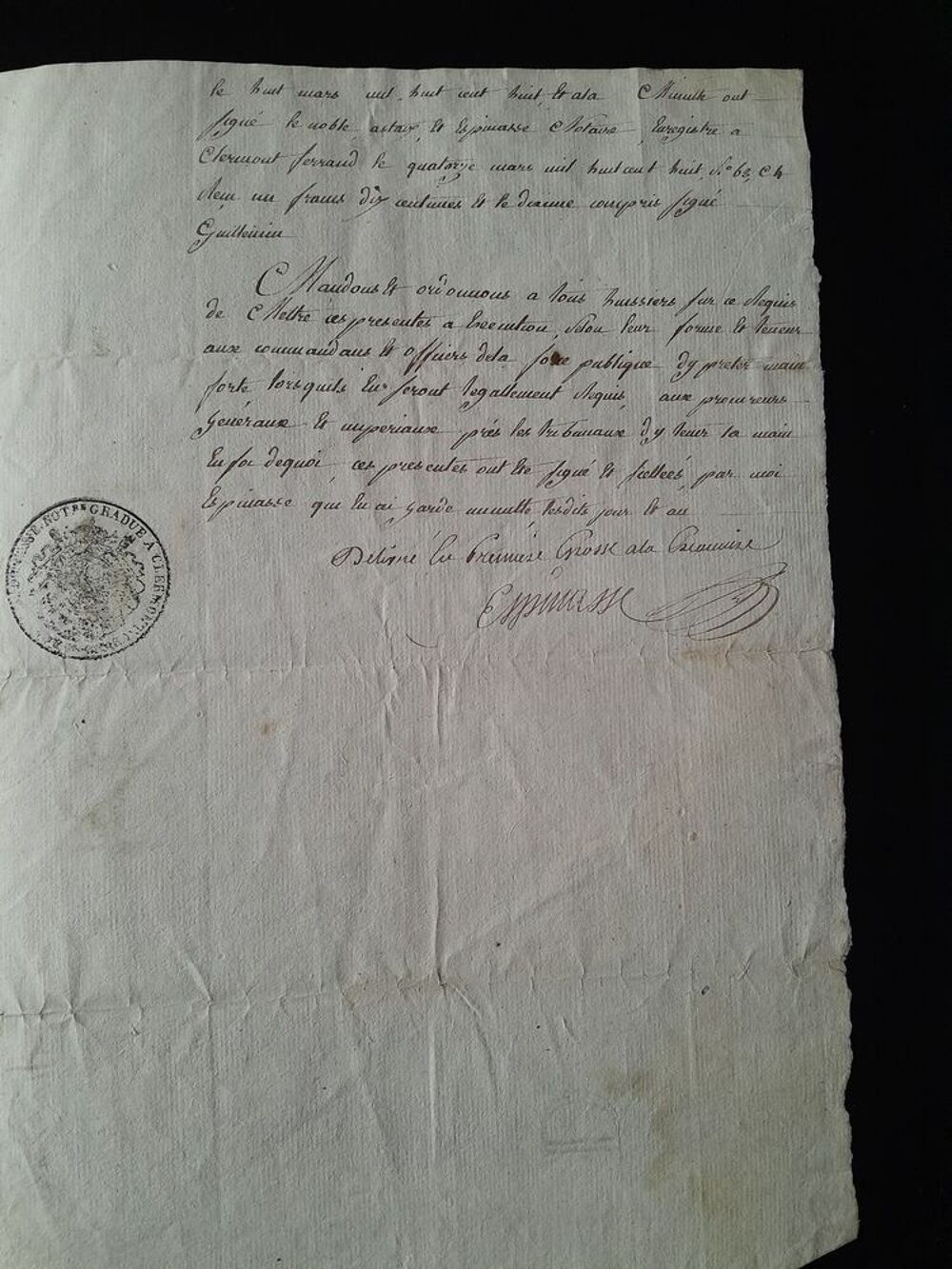 Acte notari&eacute; ancien 