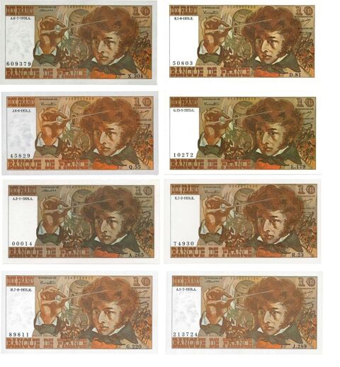 f 63  lot  de 8 billets   berblioz   neuf  RARE 195 Raismes (59)
