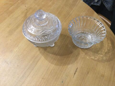 Sucrier et confiturier vintage en verre moul� 38 Toulouse (31)