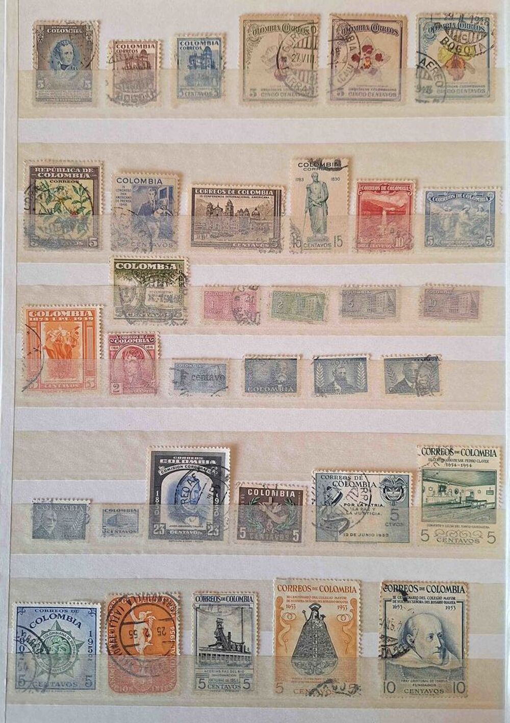 S&eacute;rie de timbres de collection de Colombie 
