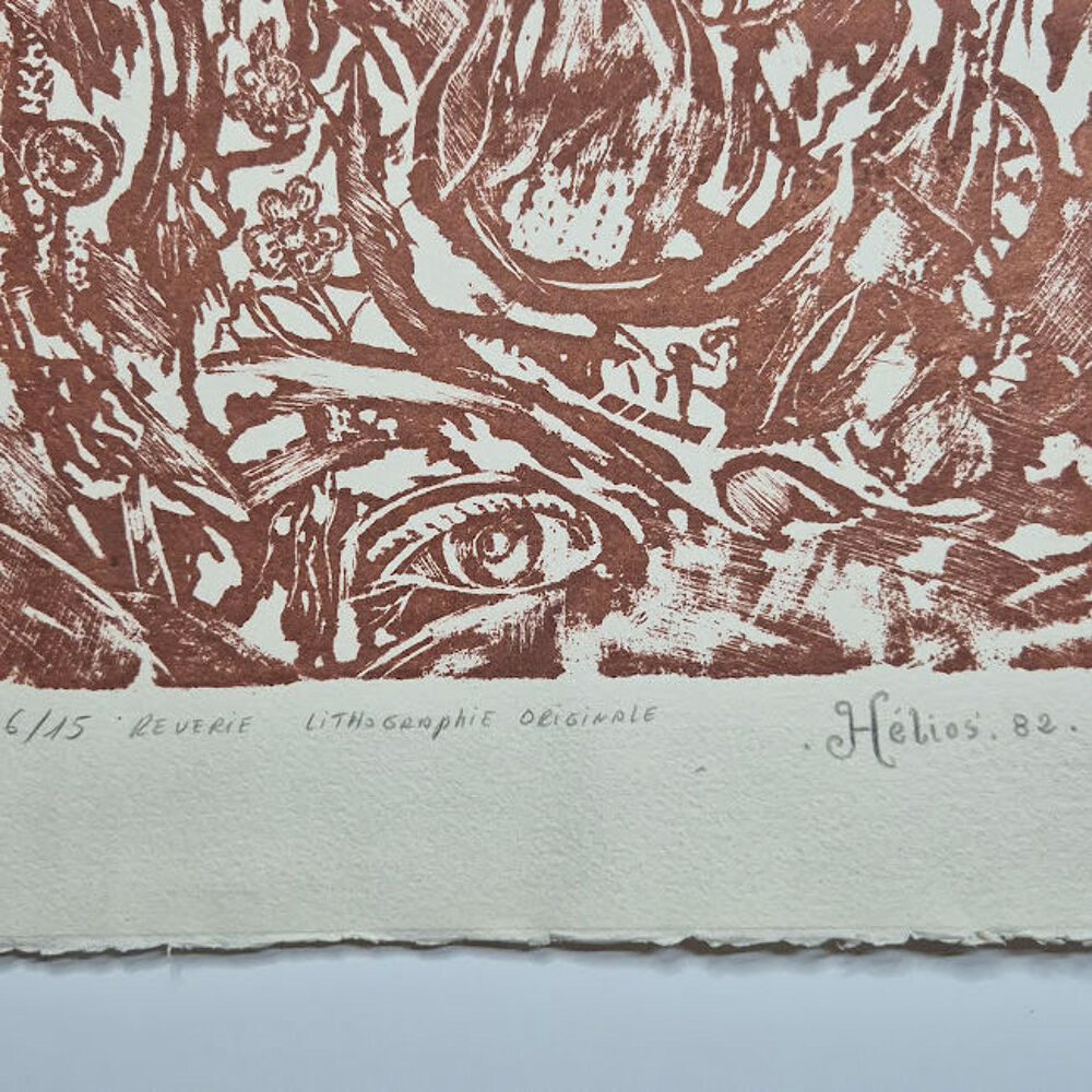 Lithographie originale H&eacute;lios 82, r&ecirc;verie 6/15 sur papier Ar 