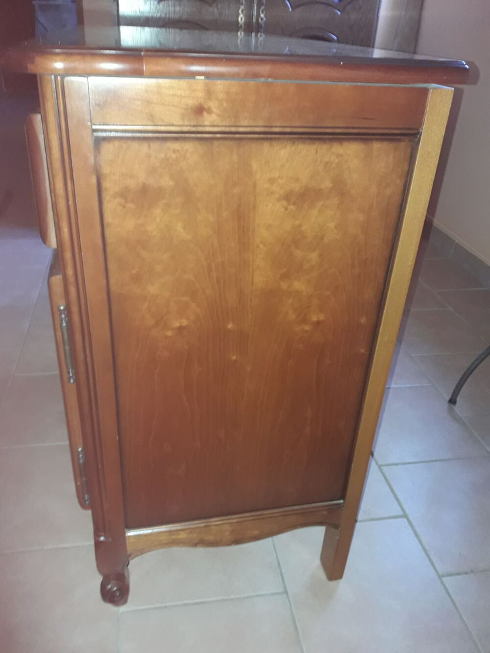 Meuble support de t&eacute;l&eacute; en merisier avec 1 tiroir coulissant Meubles