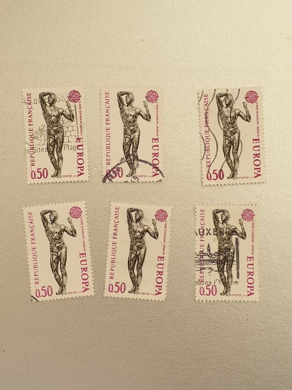 Timbre france L'&acirc;ge d'airain de Rodin Europa 1974- lot 0.48 
