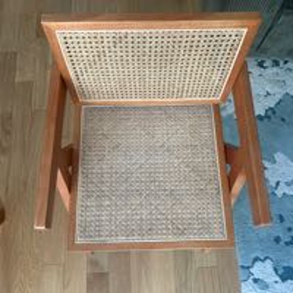 Chaise de salle &agrave; manger en bois et rotin avec accoudoirs Chiara Arms Meubles