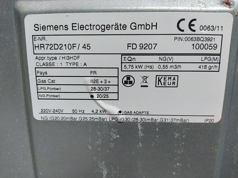 Cuisini&egrave;re Gaz et Electrique SIEMENS Cuisine