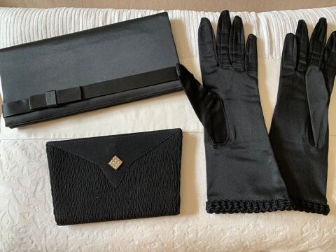 Pochettes et gants de soire en satin noir 45 Castres-Gironde (33)