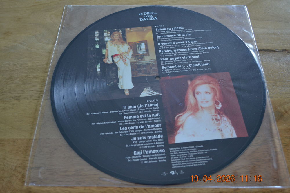 VINYLE PICTURE DALIDA ET DIEU CREA DALIDA CD et vinyles