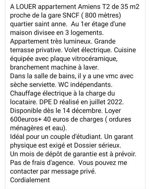  Appartement  louer 2/3 pices 36 m