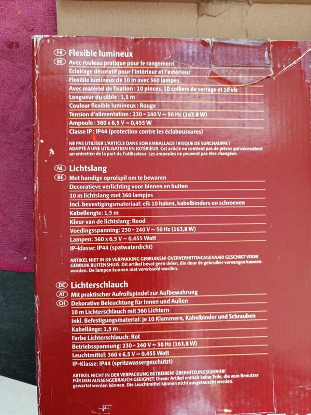 Lumi&egrave;re Flexible lumineux couleur rouge Décoration