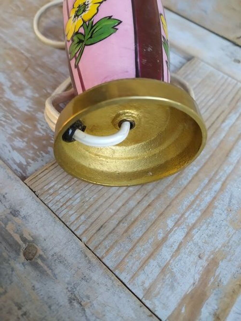 Lampe C&eacute;ramique Style Charles Catteau Boch Monture Bronze Décoration
