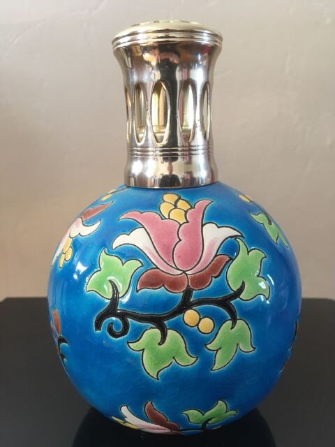ANCIENNE LAMPE BERGER EMAUX de LONGWY BOULE DECOR FLORAL LY 145 Tours (37)