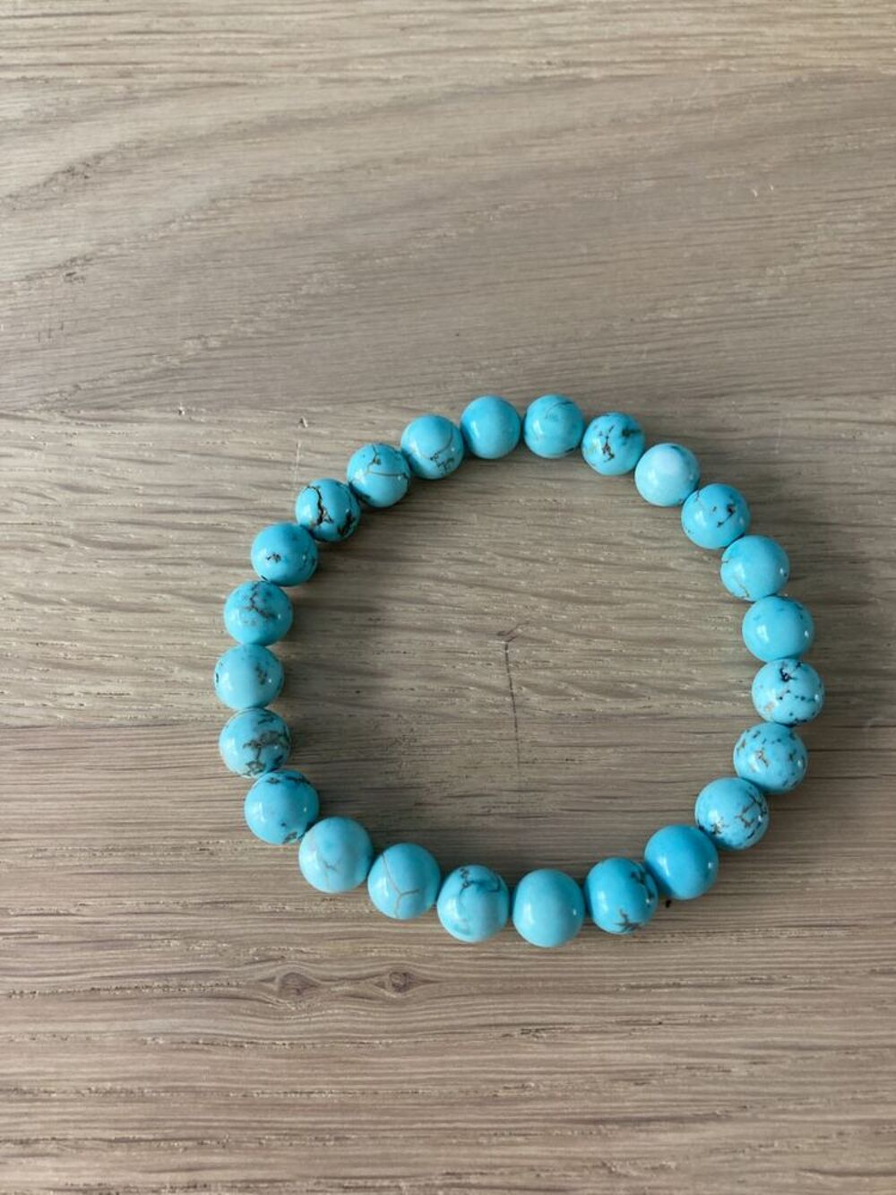 Bracelets en pierres v&eacute;ritables 18 cm en Turquoise 8 mm Bijoux et montres