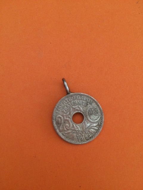 Pièce 25 cts - 1924  en pendentif 5 Nice (06)