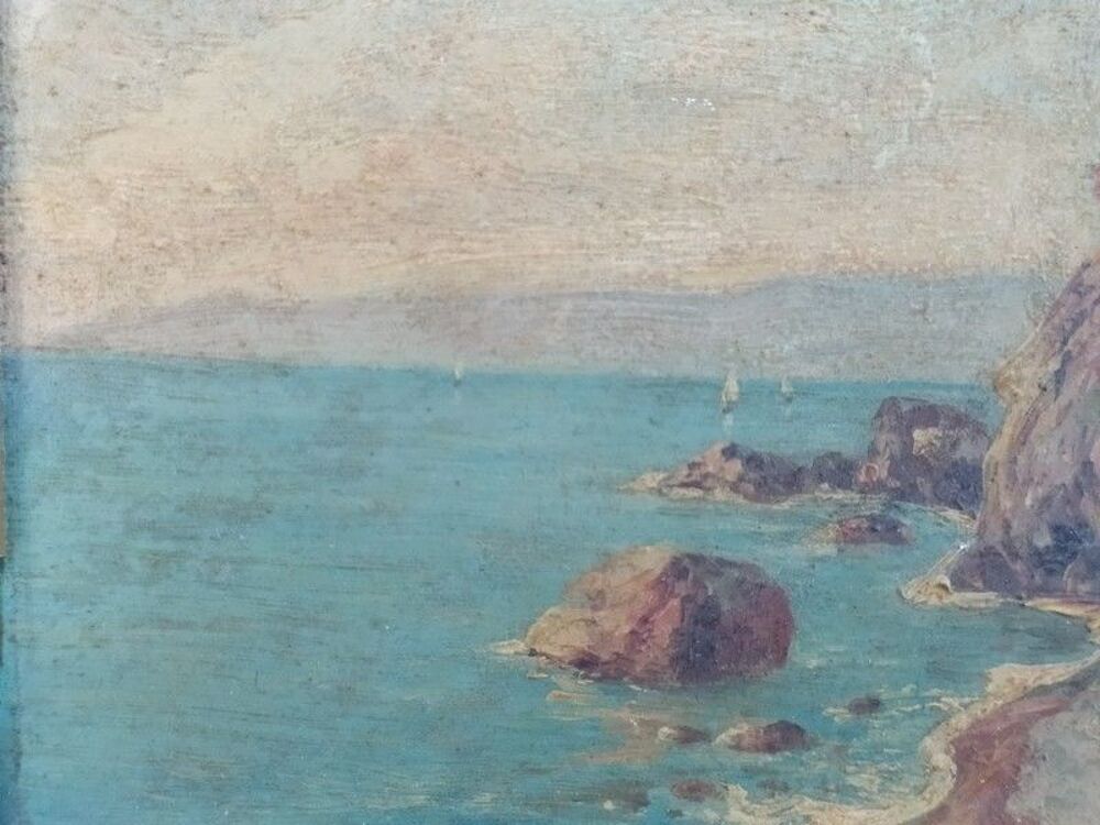 PAUL ENGEL Tableau C&ocirc;te Rocheuse Pegli Italie XIX&egrave;me 