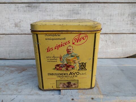 Ancienne Boite Publicitaire Épices AVO Cuisine Cuisinier 39 Loches (37)