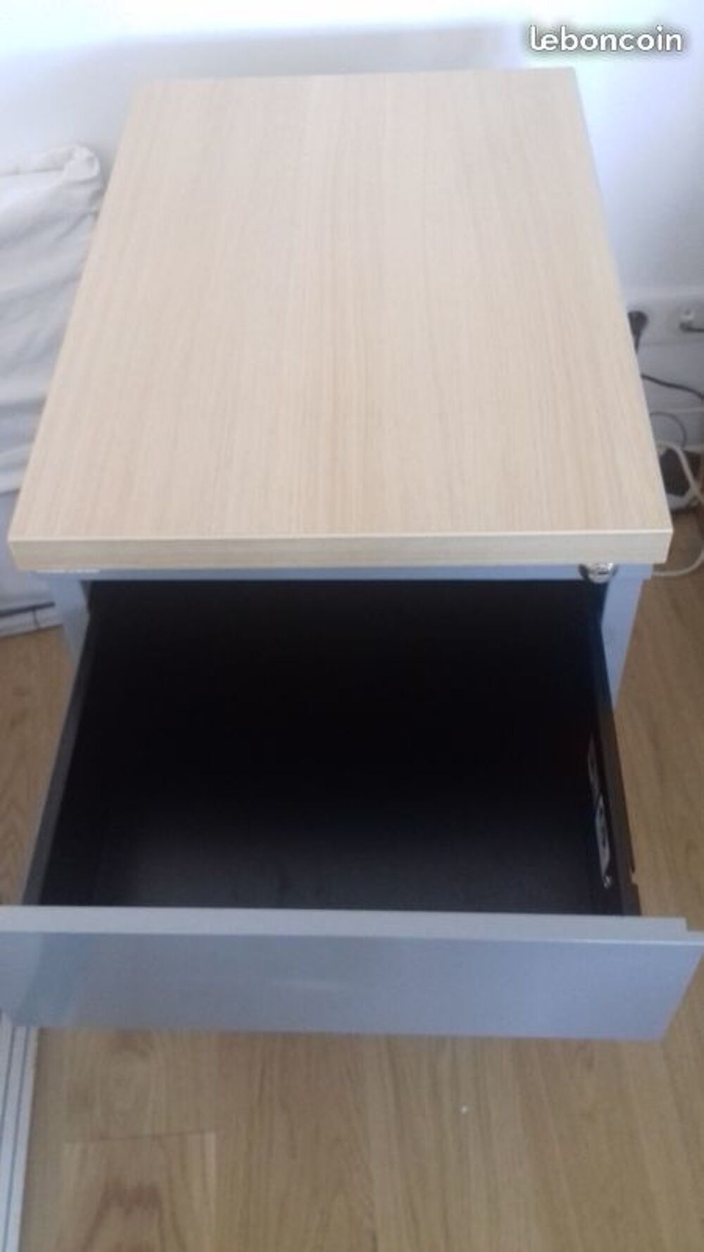 Caisson bureau bois et m&eacute;tal gris aliminium Meubles