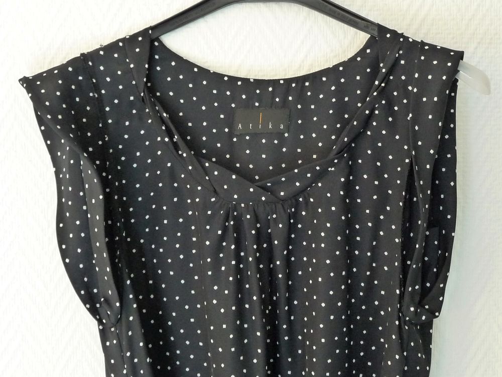 Tunique/ Robe Noir &agrave; Points Blanc- Taille 38- Atika Vêtements