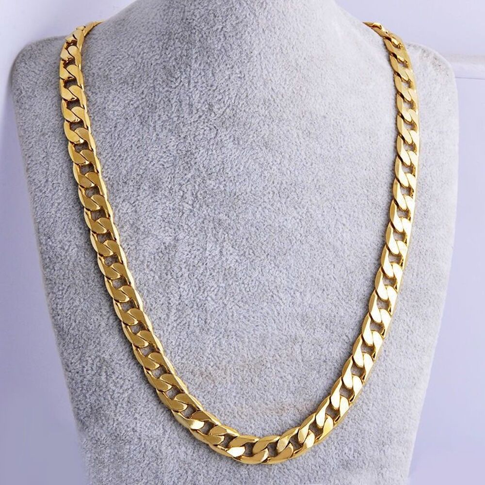 18k 24"Plaqu&eacute; d'Or Collier Serpent Gourmette 7MM Bijoux neuf Bijoux et montres