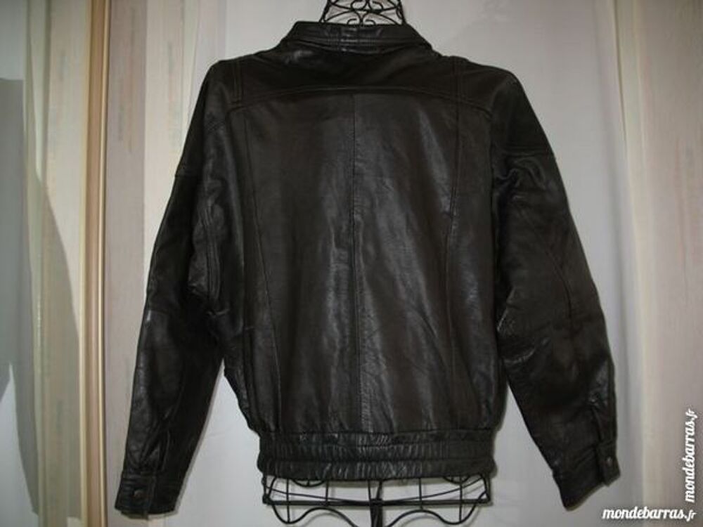 Blouson en cuir marron - T 48 Vtements