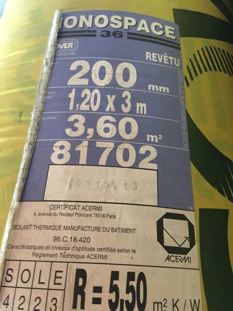 Rouleaux de laine de verre  marque ISOVER St GOBAIN NEUFS 
45 Thionville (57)