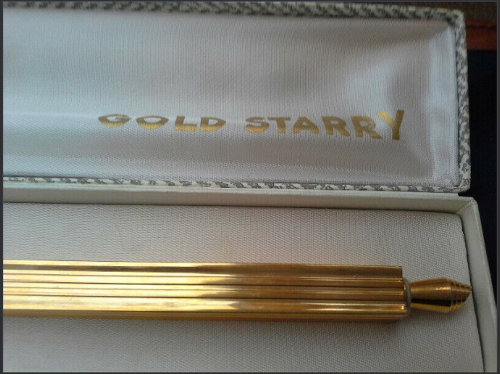 R&egrave;gle plaqu&eacute;e or, avec stylo et coupe papier GOLD STARRY 