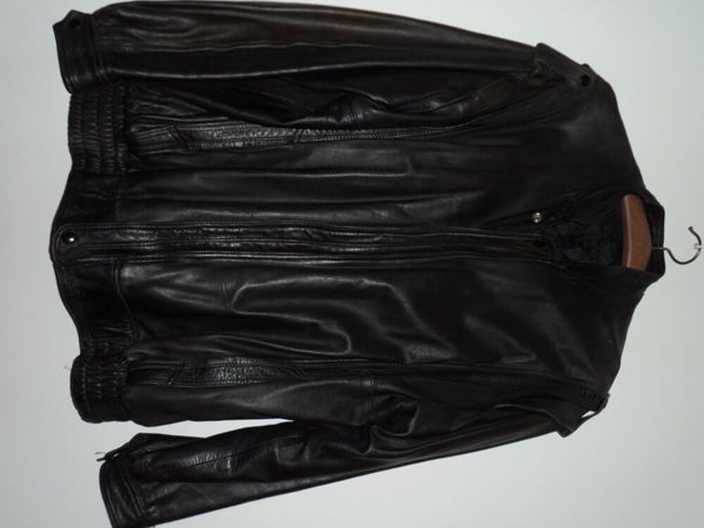 BLOUSON CUIR NOIR HOMME TAILLE 46/48 Vêtements