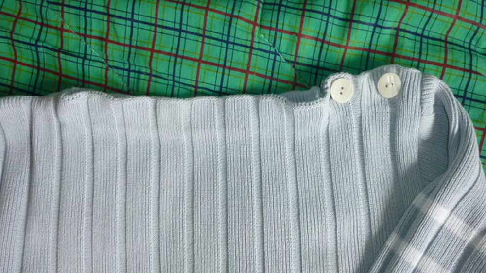 PULL LONG bleu ciel/blanc - femme - 38 Vêtements