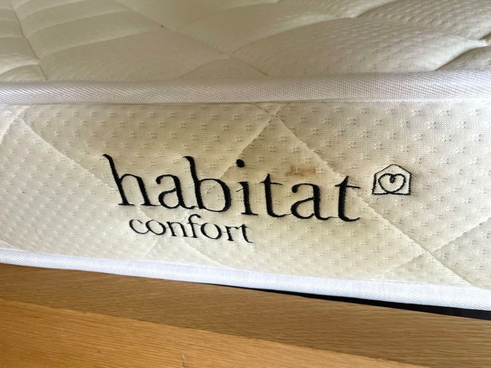 Lit simple 90x200 Ch&ecirc;ne Massif, HABITAT (Mod Adams)+Matelas Meubles