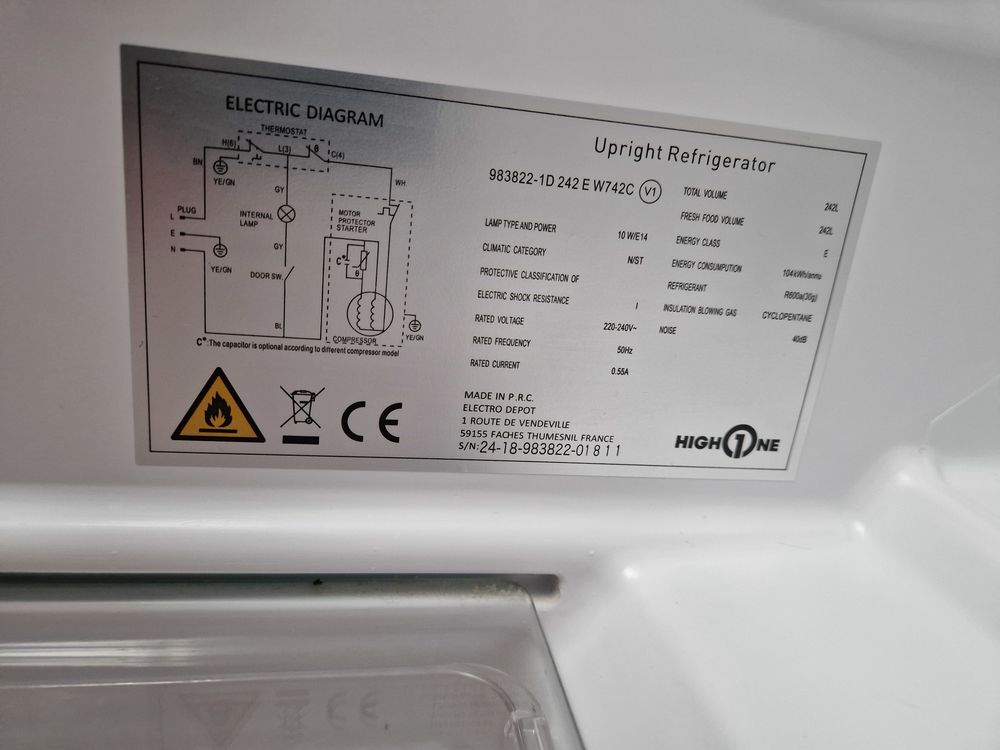 R&eacute;frig&eacute;rateur Electroménager