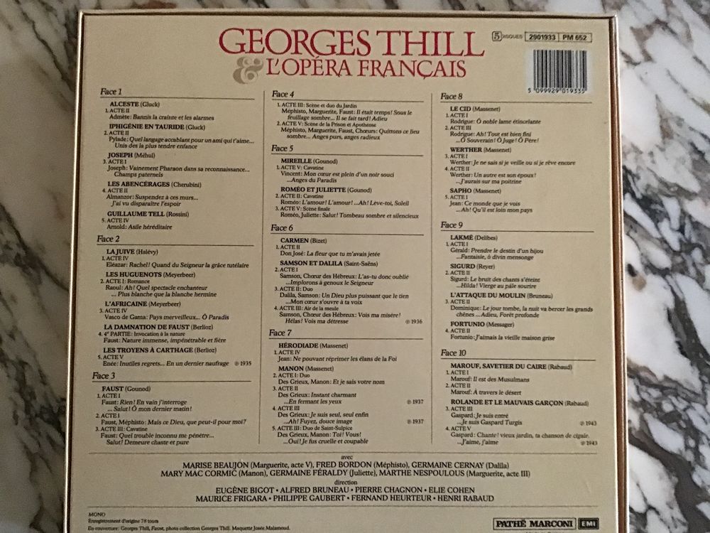 Georges Thill - L?opera fran&ccedil;ais CD et vinyles