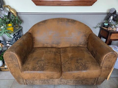 Canap� 2 places fixe style club en microsuede (camif). 150 Nantes (44)