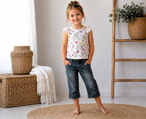 Pantalon jean pantacourt fille okaidi 3 ans bleu TBE 5 Brienne-le-Château (10)