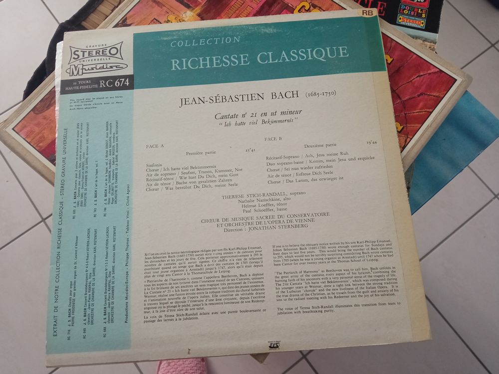 Disque vynile 33 tours JS Bach CD et vinyles