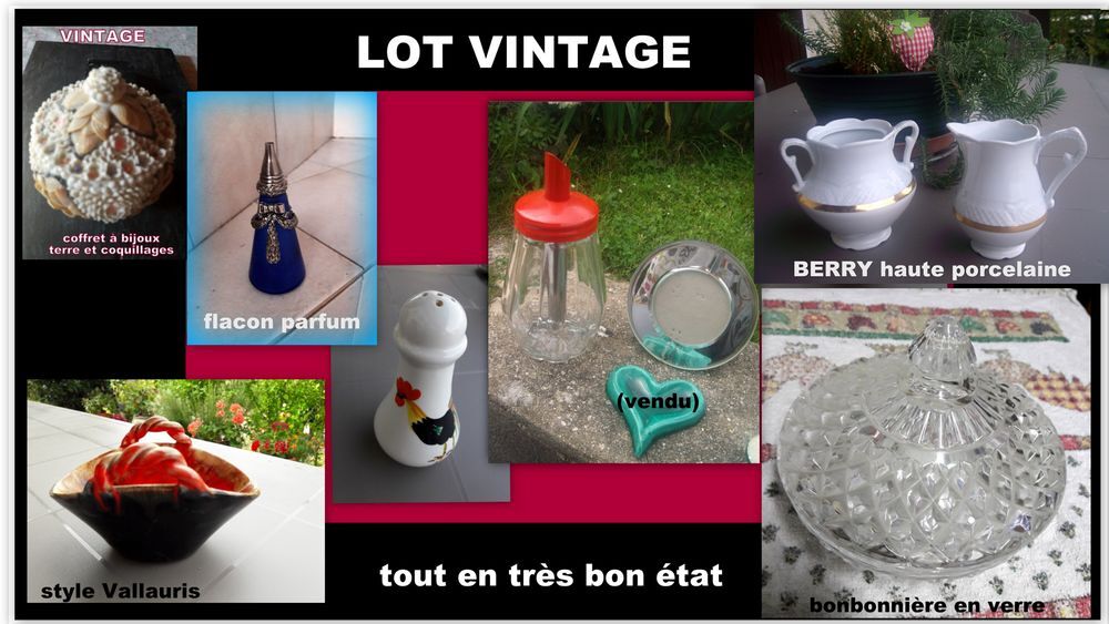 LOT de 9 articles vintages en parfait &eacute;tat Décoration
