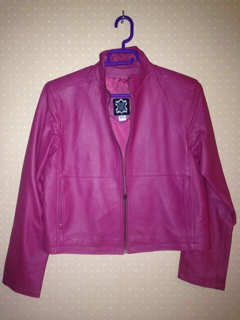 Blouson cuir fuchsia 38 20 Chtelaillon-Plage (17)