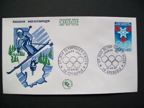 Enveloppe FDC du 22/04/1967    X� J. O. d'hiver - Grenoble - 2 Reims (51)