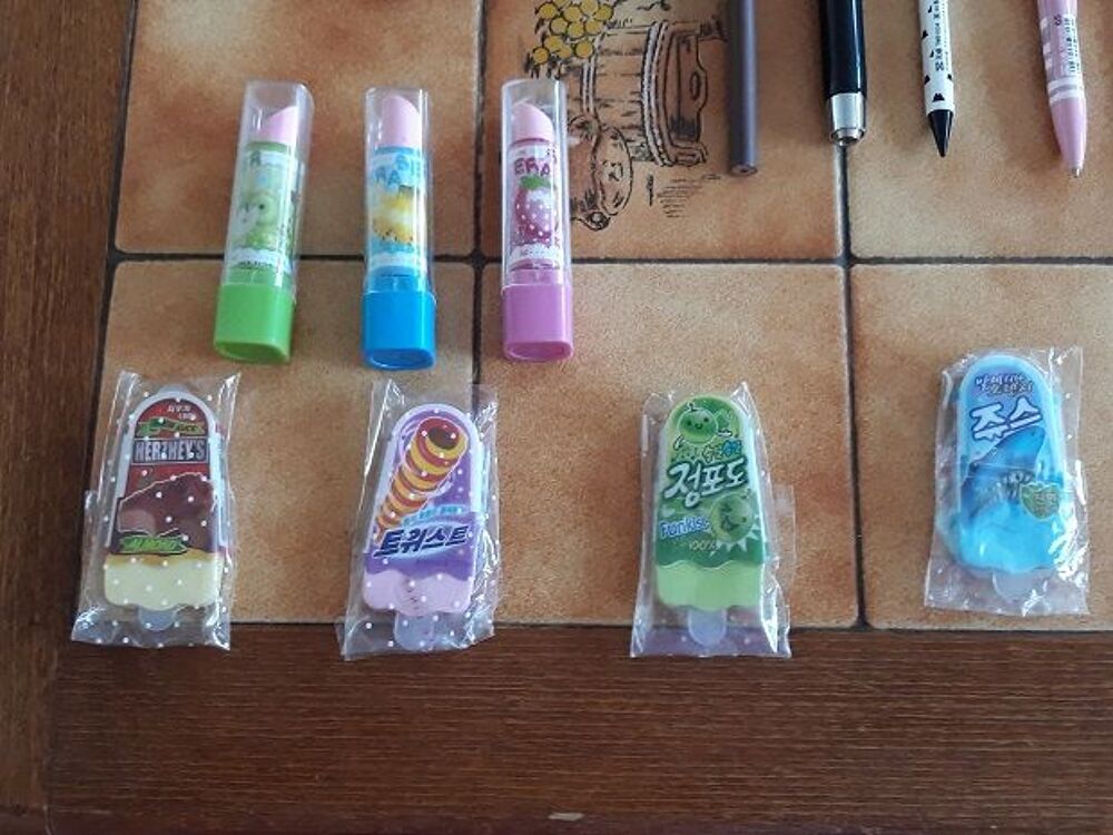 Stylo couleurs vert crayon papier gomme glace cr&eacute;terium mang 