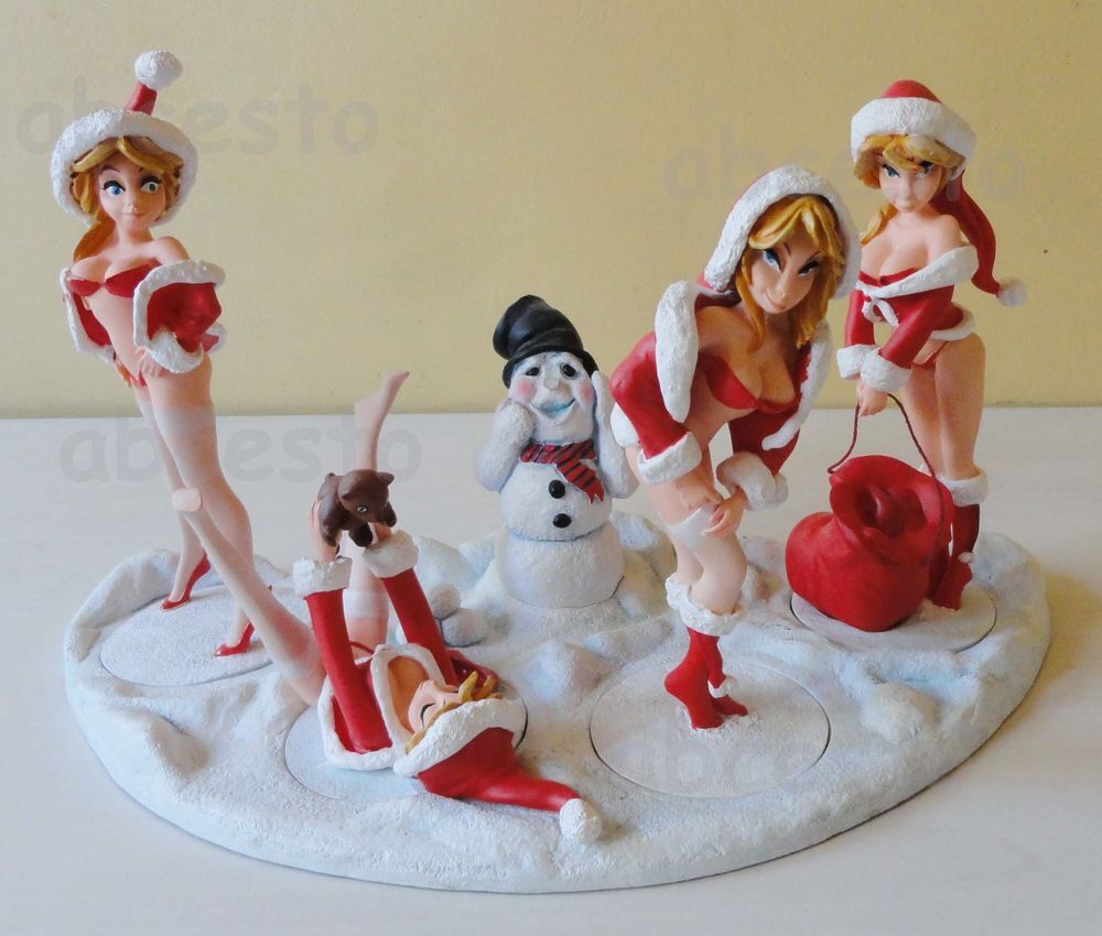 2 Figurines PIN UP Mary M&egrave;re No&euml;l Cadeau Sexy Collection Décoration