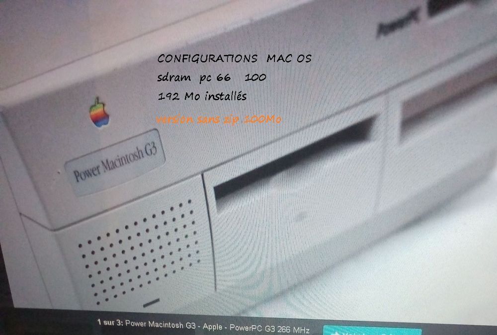 Unit&eacute; centrale APPLE G3 233 DESKTOP vendu seule 192MO Matriel informatique