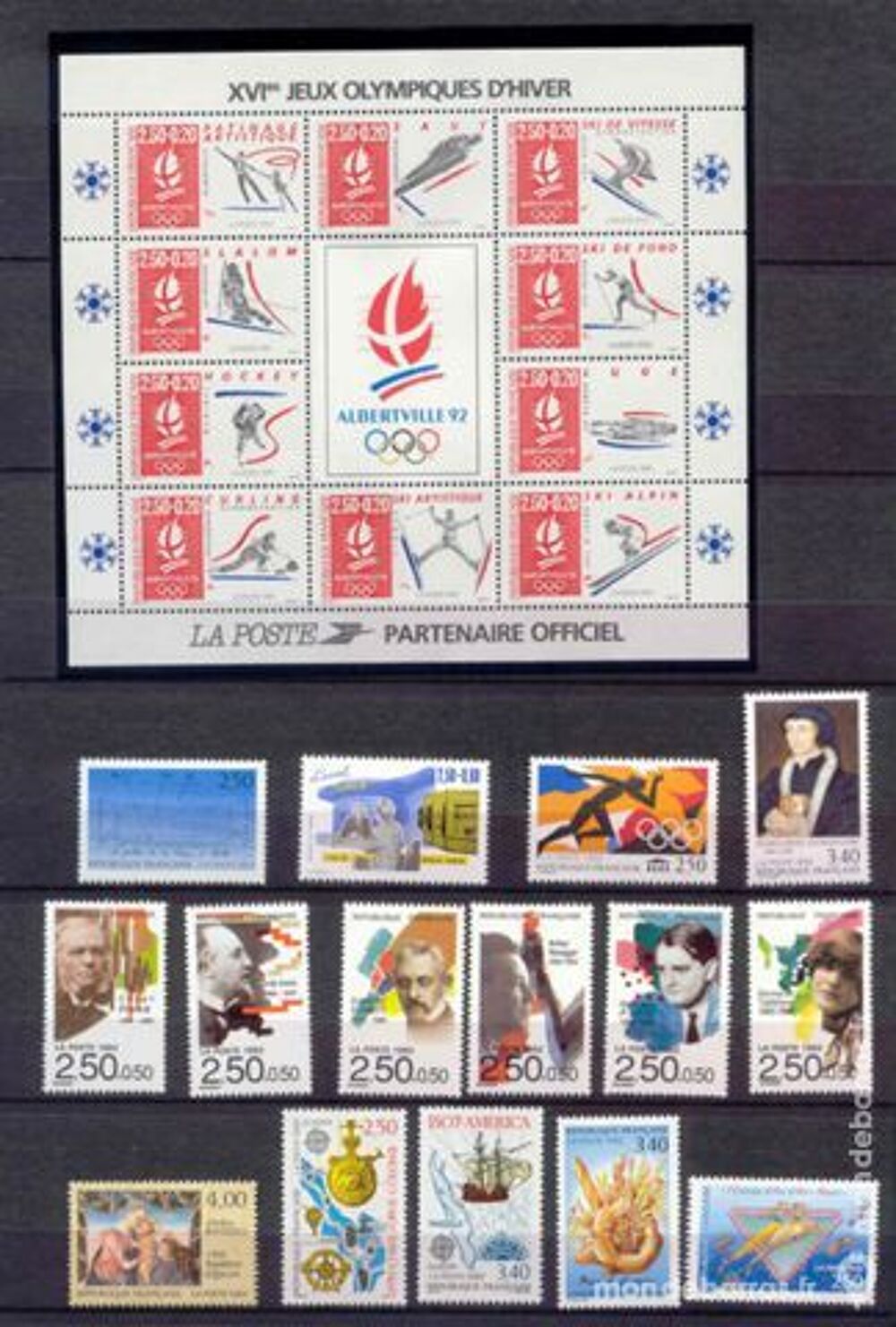 France 41 timbres poste neufs 1992 ,1 carnet,1 bloc 