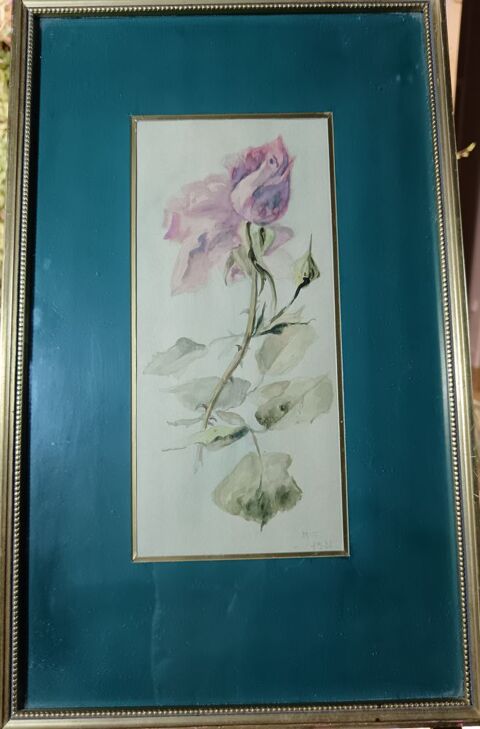 Tableaux Aquarelles signées M.T 1922 Rennes (35)