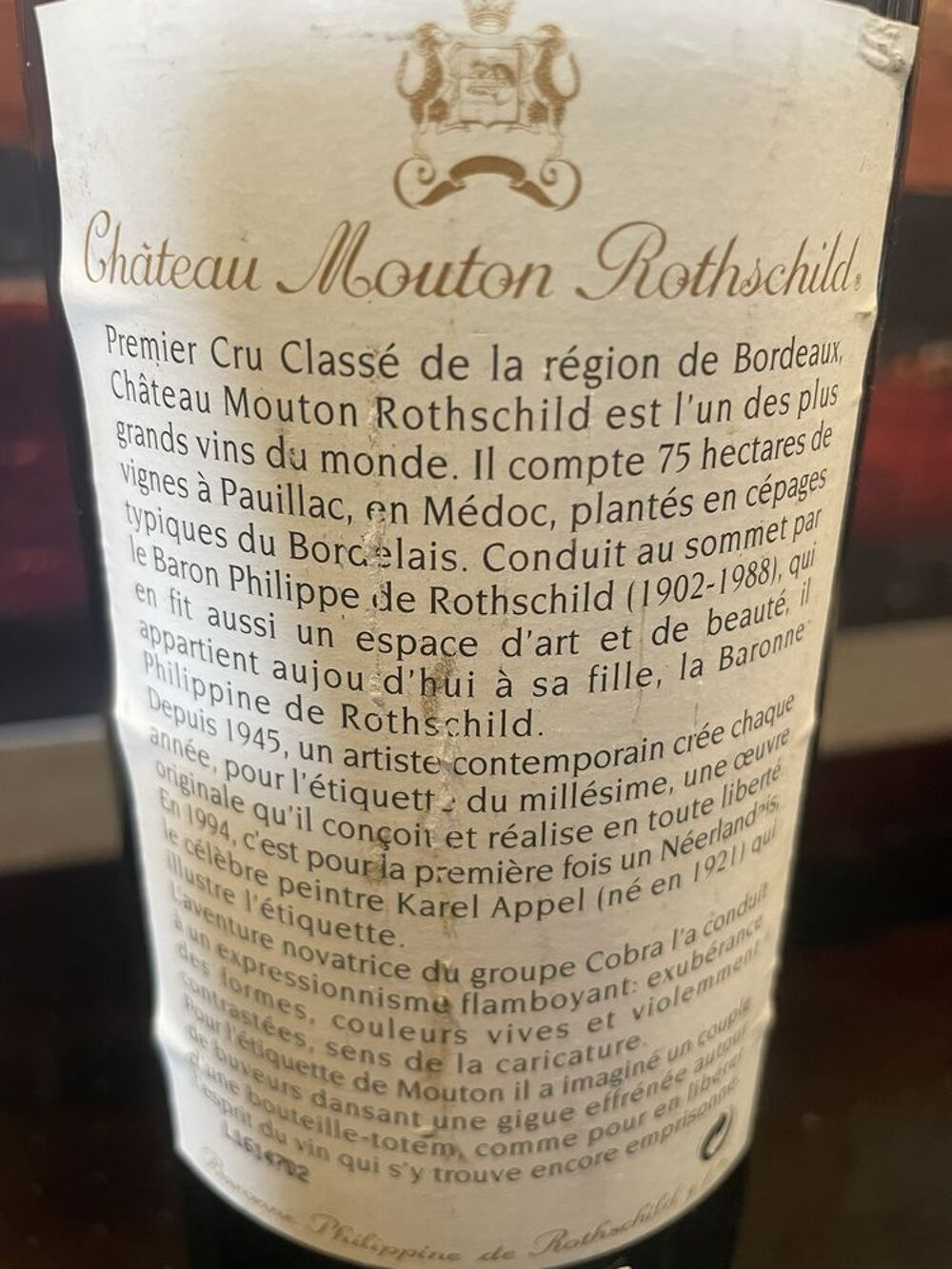 1 Bt Pauillac Ch&acirc;teau Mouton Rothschild 1994 Cuisine