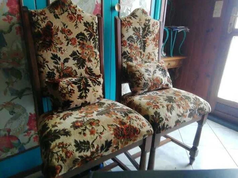 chaise bois et velours Meubles